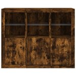 vidaXL Buffets avec lumières LED 3 Pièces chêne fumé bois d'ingénierie