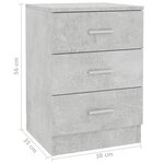 vidaXL Table de chevet Gris béton 38x35x56 cm Bois d'ingénierie