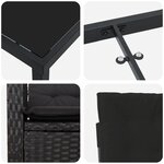 vidaXL Set de jardin 7 pièces avec coussins - Rotin synthétique noir