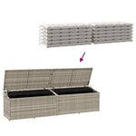 vidaXL Boîte de rangement de jardin gris clair 220x50x58 cm rotin