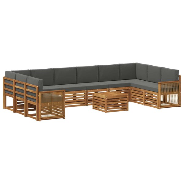 vidaXL Ensemble de canapés d'extérieur 8 pc Naturel et Anthracite