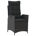 vidaXL Chaise inclinable de jardin avec coussins noir résine tressée