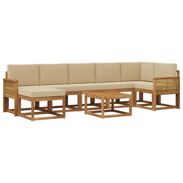 vidaXL Ensemble de canapés d'extérieur 8 pc Naturel et Beige Polyester