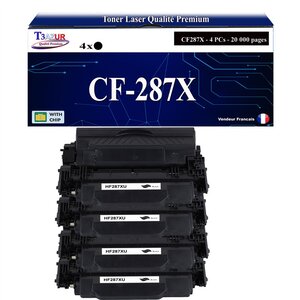 T3AZUR - 4x Toners compatibles avec HP CF287X (87X) pour HP LaserJet Enterprise Flow MFP M527c  M527cm