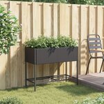 vidaXL Jardinière avec étagère noir résine tressée