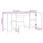 vidaXL Bureau chêne sonoma 140x50x75 cm bois d'ingénierie