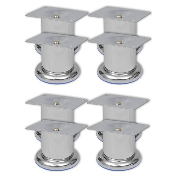 vidaXL Pieds ronds de canapé 8 Pièces Chrome 60 mm
