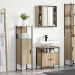 vidaXL Ensemble de mobilier de salle de bain avec étagère 3 Pièces Marron