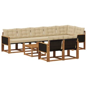 vidaXL Ensemble de canapés d'extérieur 9 pc Naturel et Beige