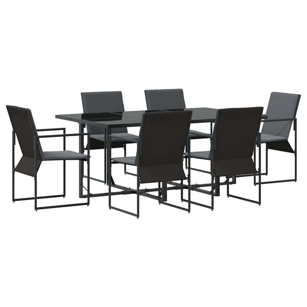 vidaXL Ensemble de salle à manger pour jardin 7 pc Noir Acier