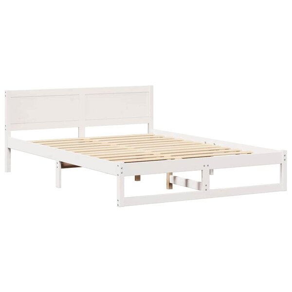 vidaXL Cadre de Lit Blanc Bois Massif 150 x 200 cm Robuste Lit