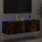 vidaXL Meuble TV mural avec lumières LED chêne fumé 100x35x31 cm