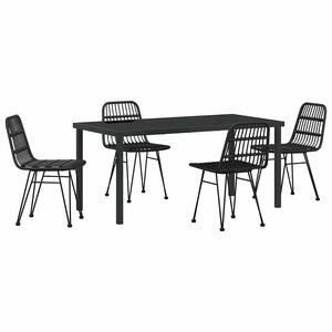 vidaXL Ensemble de salle à manger pour jardin 5 Pièces Noir