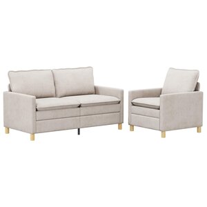 vidaXL Ensemble de Canapés 2 Pièces Crème Polyester
