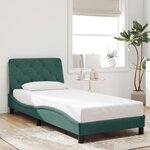 vidaXL Cadre de lit avec LED sans matelas vert foncé 90x190 cm velours