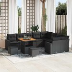 vidaXL Ensemble de canapé de jardin 12 Pièces Noir 80 x 80 x 71 cm