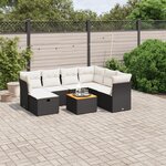 vidaXL Salon de jardin 8 Pièces avec coussins noir résine tressée