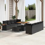 vidaXL Ensemble de canapé de jardin 11 Pièces Noir polyrotin