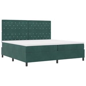 vidaXL Lit à ressort LED avec matelas Vert foncé 200 x 200 cm Velours