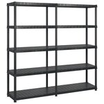 vidaXL Étagère de rangement à 5 niveaux Noir 183x45 7x185 cm Plastique