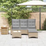 vidaXL Salon de jardin avec coussins forme de L 3 Pièces beige polyrotin