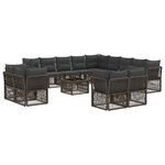 vidaXL Ensemble de canapé de jardin 14 Pièces Gris polyrotin