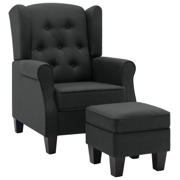 vidaXL Fauteuil avec repose-pied Gris foncé Tissu