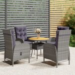 vidaXL Ensemble de bistro de jardin 5 Pièces Résine tressée Gris