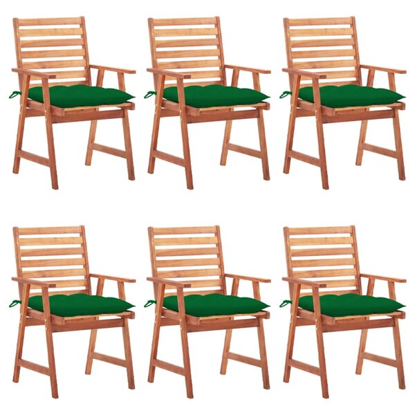vidaXL Chaises à manger d'extérieur lot de 6 et coussins Acacia massif