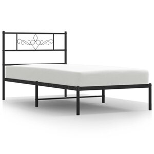 vidaXL Cadre de lit métal sans matelas avec tête de lit noir 80x200 cm