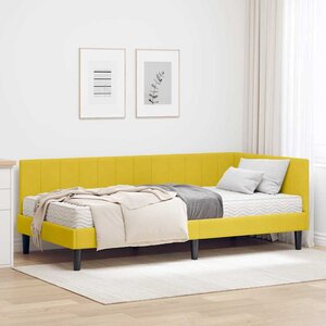 vidaXL Cadre de lit d'angle avec matelas 2 Pièces Jaune Velours