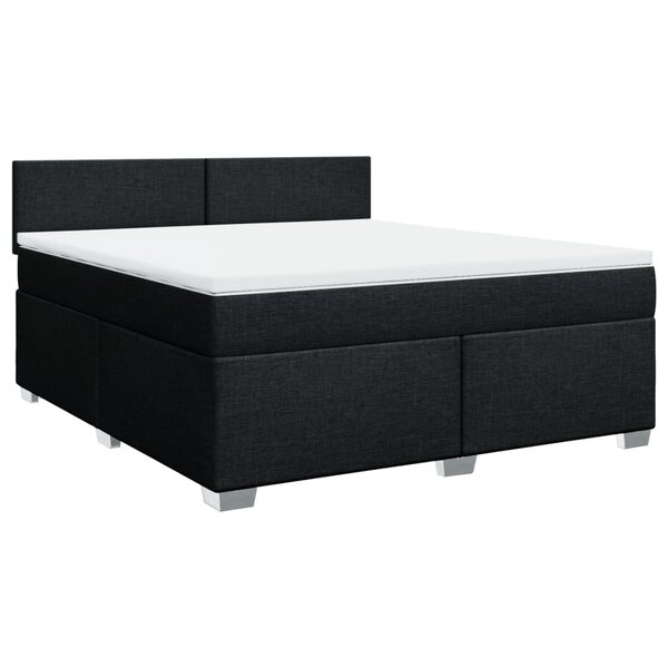 vidaXL Sommier à lattes de lit avec matelas Noir 180x200 cm Tissu