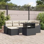 vidaXL Ensemble de canapé de jardin avec coussin 7 Pièces Noir et crème