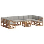 vidaXL Ensemble de canapés d'extérieur 11 pc Gris Naturel et Clair