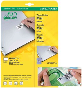 Etiquettes stick+lift, 96 x 16,9 mm, blanc avery zweckform