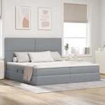 vidaXL Lit de rangement LED avec matelas Gris clair 200 x 200 cm Tissu