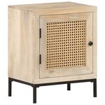 vidaXL Table de chevet 40x30x50 cm Bois de manguier et canne naturelle