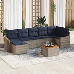 vidaXL Ensemble de canapé de jardin 8 Pièces gris et bleu marine