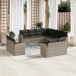 vidaXL Salon de jardin 11 Pièces avec coussins gris résine tressée