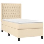 vidaXL Sommier à lattes de lit matelas et LED Crème 90x200 cm Tissu