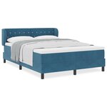 vidaXL Lit à ressorts ensachés avec matelas bleu foncé  140x190 cm  Velours