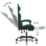 vidaXL Chaise de jeu avec repose-pied Noir et vert Similicuir