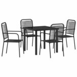 vidaXL Ensemble de salle à manger pour jardin 5 Pièces Noir