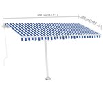 vidaXL Auvent manuel rétractable sur pied 400x300 cm Bleu et blanc