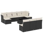 vidaXL Salon de jardin 11 Pièces avec coussins noir résine tressée