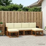 vidaXL Ensemble de canapés d'extérieur 6 pc Naturel et Crème Polyester
