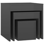 vidaXL Tables gigognes 3 Pièces Gris brillant Bois d'ingénierie