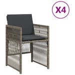 vidaXL Chaises de jardin avec coussins lot de 4 gris résine tressée