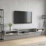 vidaXL Meuble TV mural Montage mural Gris béton 220 x 28 x 21 cm