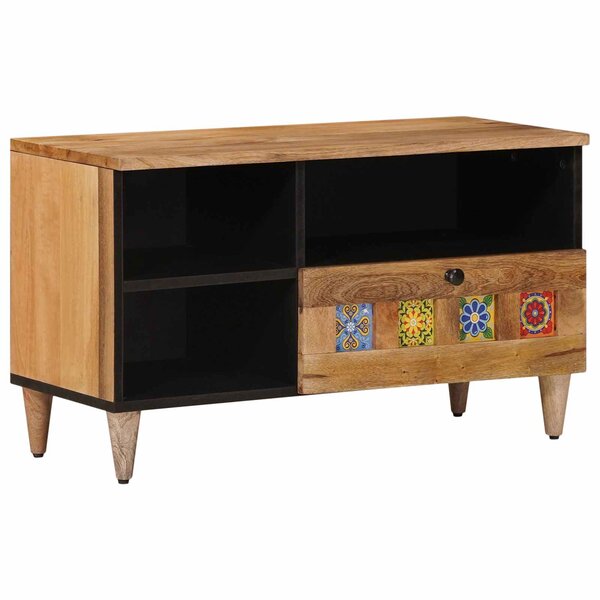 vidaXL Meuble TV Naturel 80 x 33 x 46 cm Bois de mangue massif